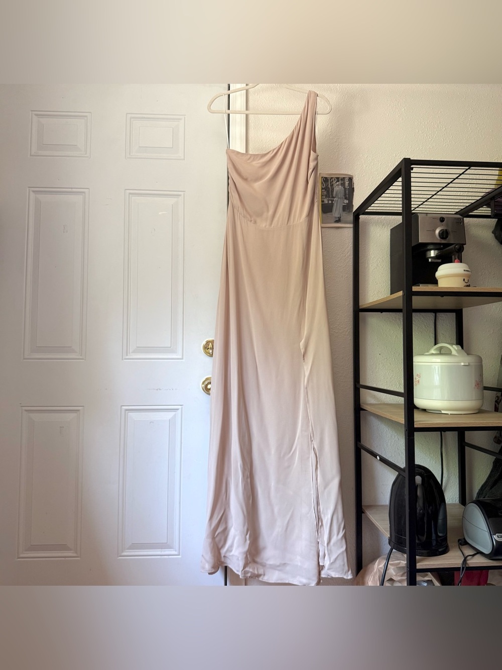 NWT REFORMATION peach light pink lined one shoulder maxi dress